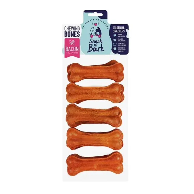 Snack n' Bark Συμπαγή Κόκκαλο Ασβεστίου με Μπέικον 8cm 20gr (10τμχ) Μονόχρωμο