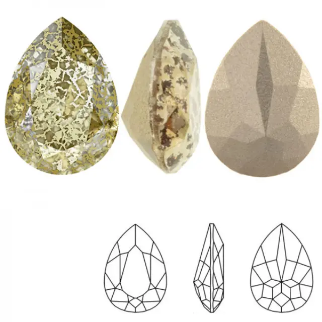 Swarovski 4320 Teardrop Crystal Gold Patina 14x10mm - 2τεμ