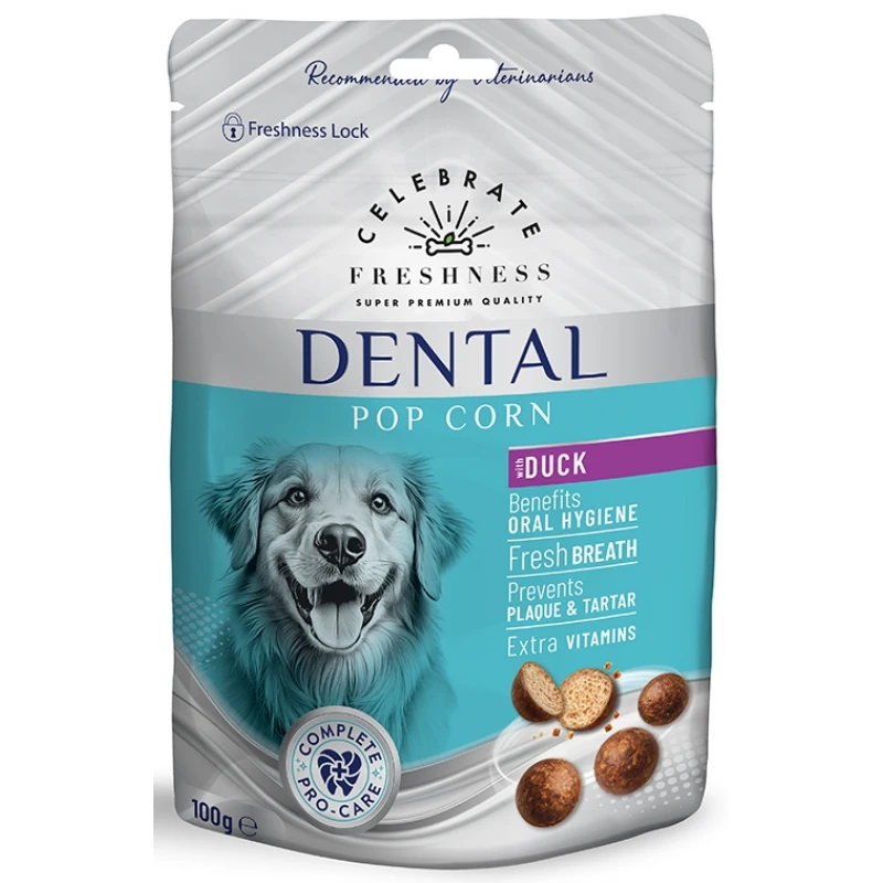 Celebrate Freshness Dental Pop Corn με Πάπια – Τραγανές Λιχουδιές Σκύλου για Δόντια & Αναπνοή 100gr