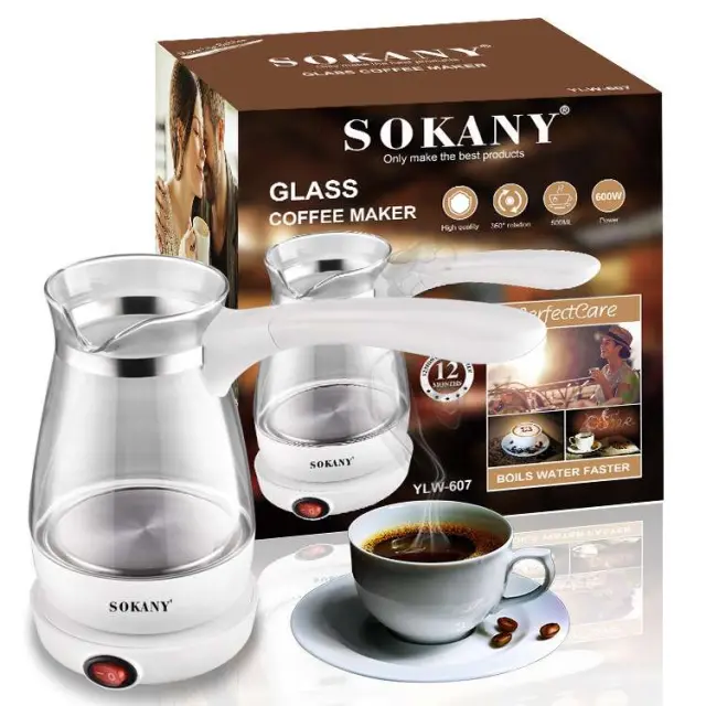Ηλεκτρικό μπρίκι λευκό 600W 500ml Sokany YLW-607