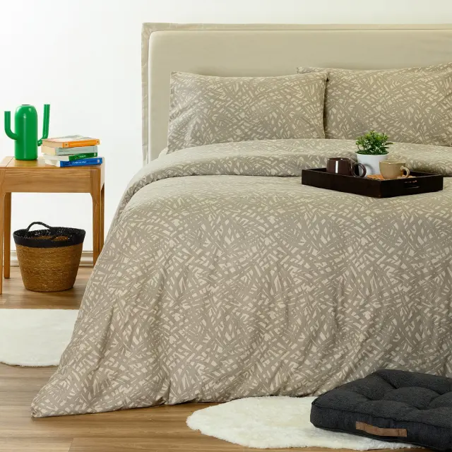 Σετ Σεντόνια 100x200+32 Μονά Φανελένια Winter Line Melinen Neva Greige 100% βαμβακερόΜε Λάστιχο
