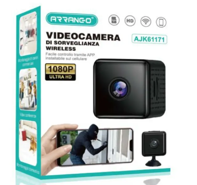 Arrango Mini Camera με Δυνατότητα σύνδεσης WiFi Μαύρη AJK61171 2