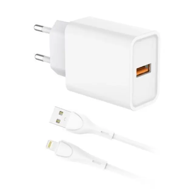 Φορτιστής Ταξιδίου inos με Έξοδο USB A 18W & Lightning Καλώδιο 1m Λευκό N66526