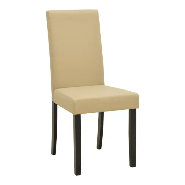 Καρέκλα Zeben pakoworld εκρού PU με πόδι μαύρο rubberwood 43,5x55,5x93,5εκ | Συσκευασία 2 τμχ
