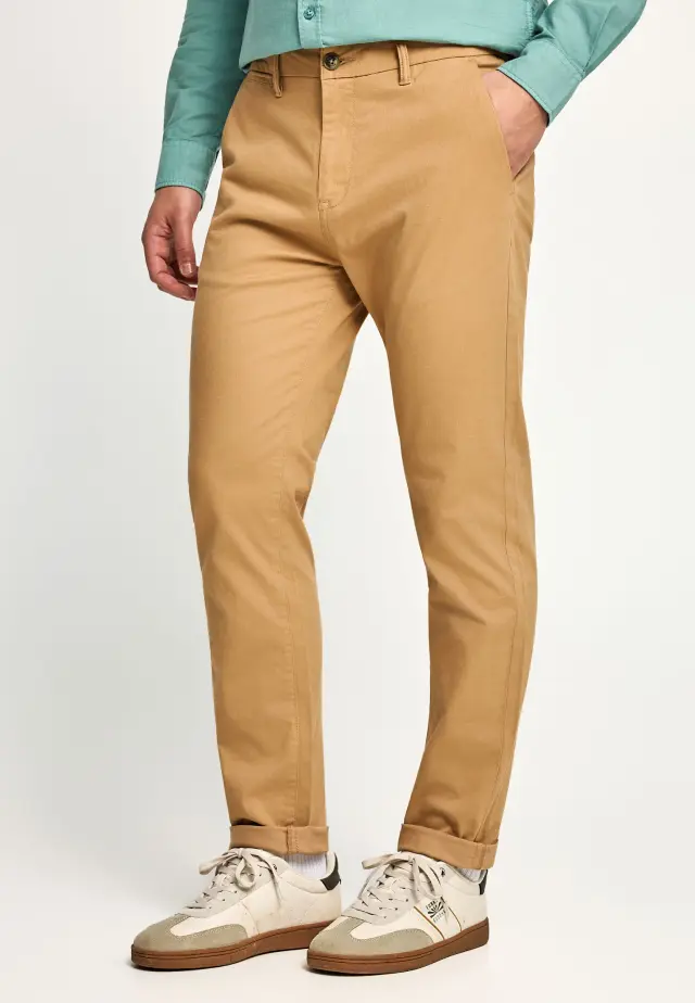 Funky Buddha Chino Trousers Elastic in Regular Fit Beige FBM013-001-02 - 40 3