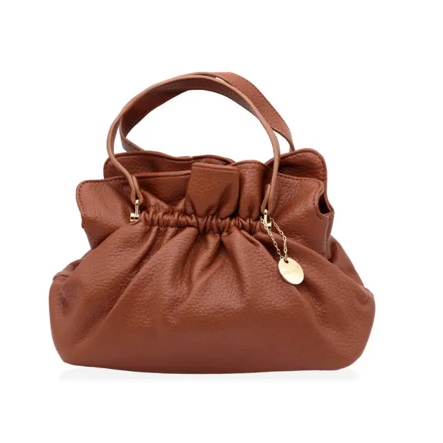 Ghetto Soft Leather Bucket Bag with Shoulder Strap | Elegant Everyday Handbag BROWN
