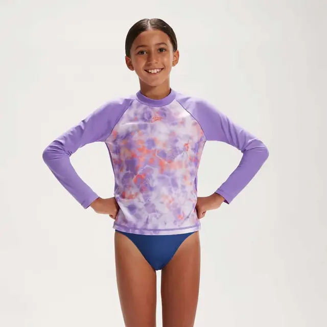 Speedo Girl's Printed Long Sleeve Rash UV Protection Top Μωβ 81303814496 (Speedo) 2