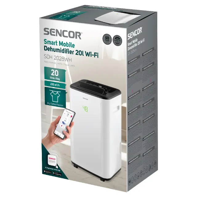 Αφυγραντήρας Sencor SDH 2028WH Wi-Fi 20lt/ημέρα 360 W Κάλυψη 25-60τμ 2