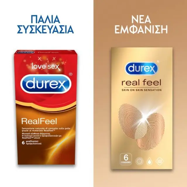 DUREX RealFeel Προφυλακτικά από Προηγμένο Υλικό για πιο Φυσική Αίσθηση Κατά την Επαφή, 6τεμ 2