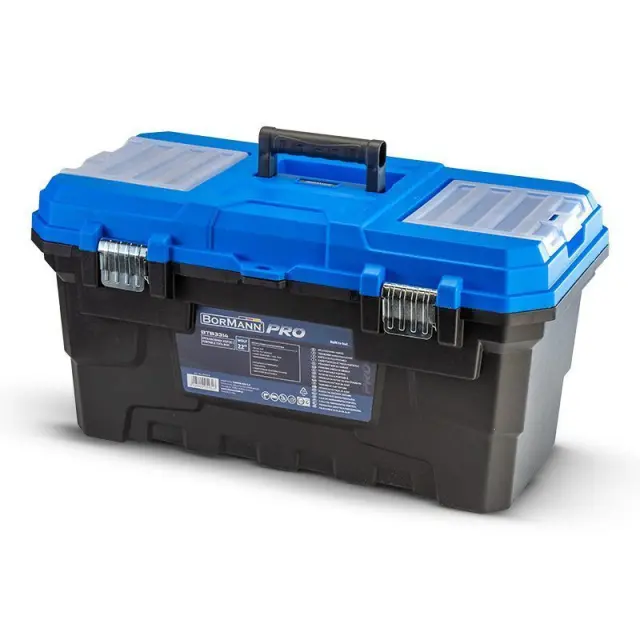 Bormann Pro BTB3314 - Εργαλειοθήκη Χειρός Πλαστική "Wolf", Μεταλλικά Κουμπώματα & Ταμπακέρα (054313)