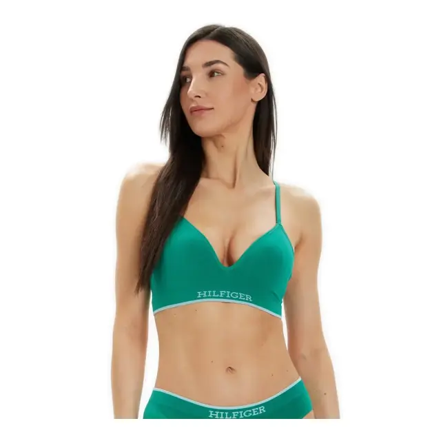 Tommy Hilfiger Γυναικείο Μπουστάκι Τρίγωνο Hilfiger Logo, Χρώμα Olympic Green - S