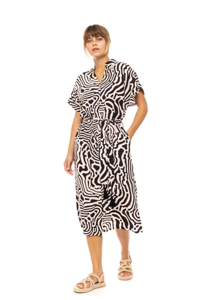 Beachwear Black Geo B595 Type Pink Label