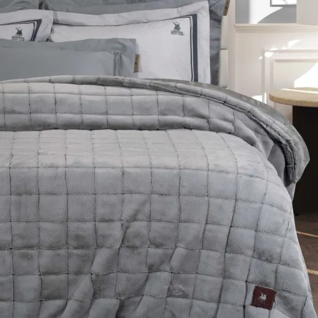 Κουβερτοπάπλωμα υπέρδιπλο faux fur-flannel 220x240cm γκρι Greenwich Polo Club 3452 2