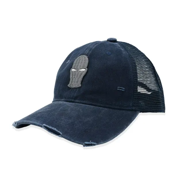 Ghetto Navy Blue 3D Mask Washed Cap | 6 Panel