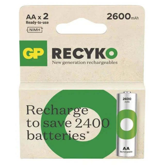 GP ReCyko 2600mAh rechargeable batteries AA / R6 Ni-MH (GPB20654) GP BATTERIES