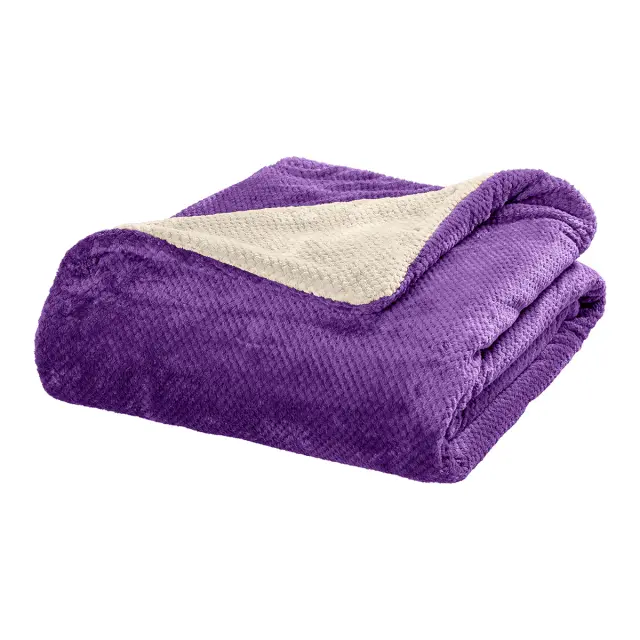 Beauty Home Κουβέρτα υπέρδιπλη διπλής όψεως Art 11601 Jacquard fleece 700gsm Fiesta Plus 220x240 Εκρού,Μωβ 2