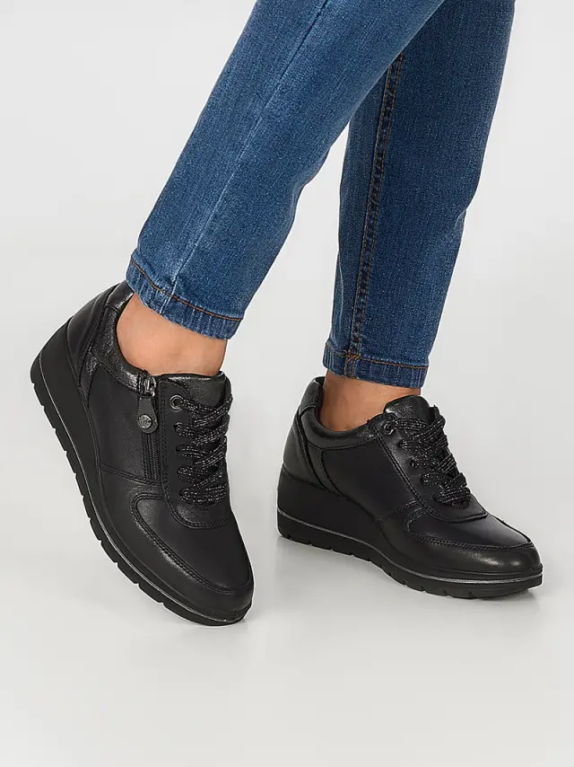 Imac Sneakers Γυναικείο δέρμα Μαύρο IMA/655740 NERO 2
