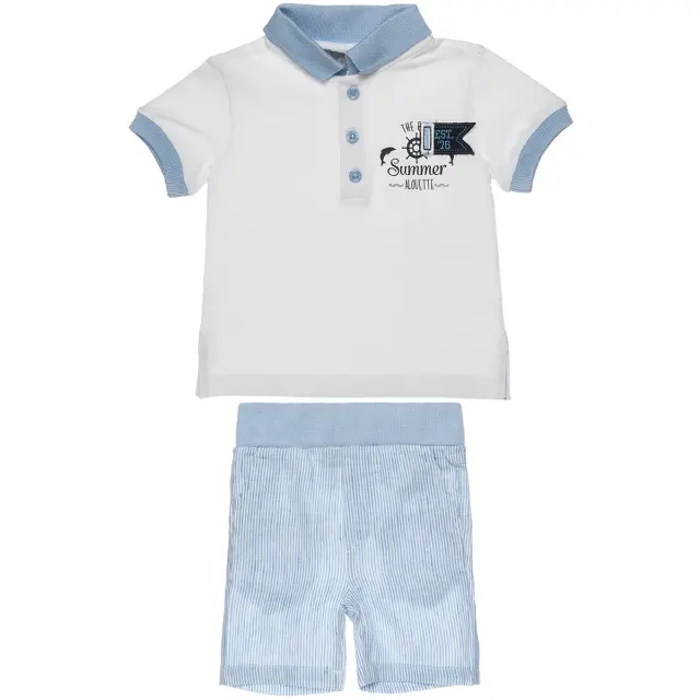 Σετ μπλούζα polo & ριγέ βερμούδα