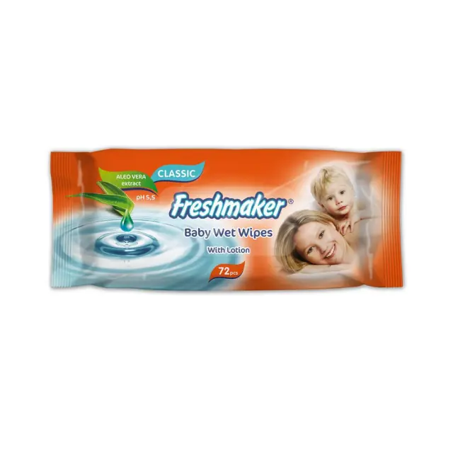 FRESHMAKER Μωρομάντηλα 72τεμ χωρίς Καπάκι Aloe Vera