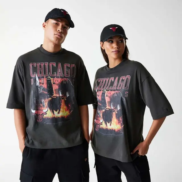 New Era Men's NBA Washed Graphic Chicago Bulls Tee Μαύρο 60684355 (New Era) - Large