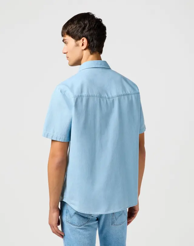 Wrangler Ανδρικό WESTERN Τζιν Πουκάμισο 112362749 – Light Blue - S 2