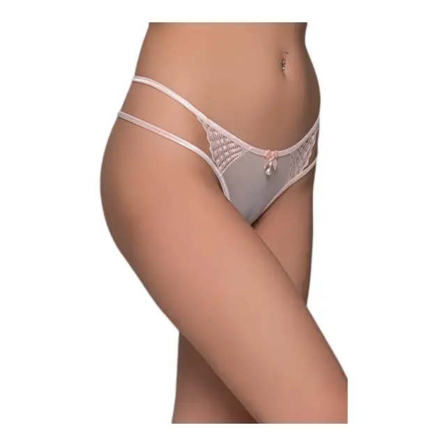 Milena Γυναικείο String με Τούλι & Δαντέλα Βεντάλια, Χρώμα Ροζ - L 3