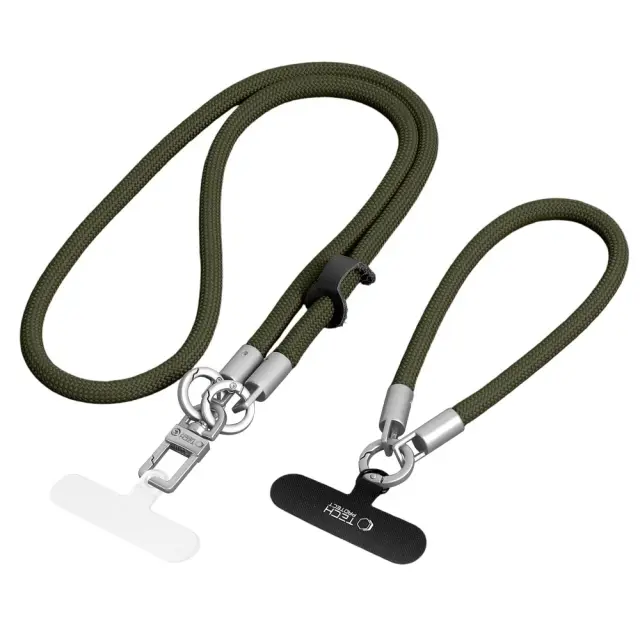 Tech-Protect® C10S Universal Λουράκι Λαιμού & Καρπού για το Κινητό- Olive Green/Titanium