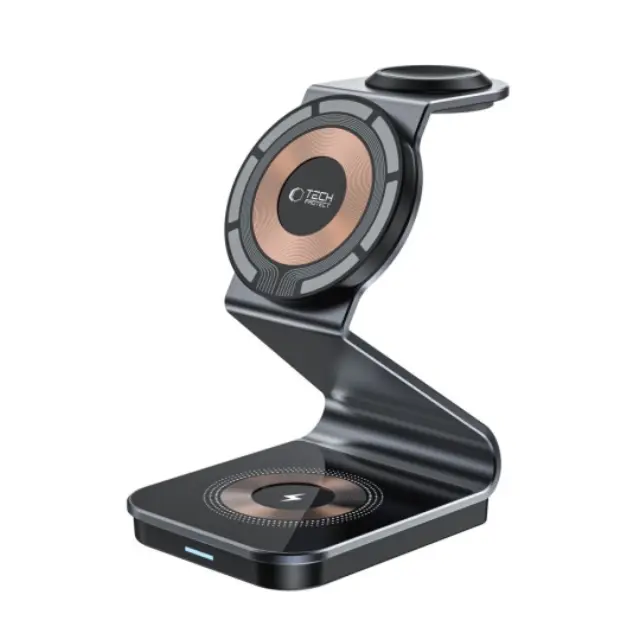 Tech-protect Qi15W-A29 3in1 Magnetic MagSafe Wireless Charger Black 3