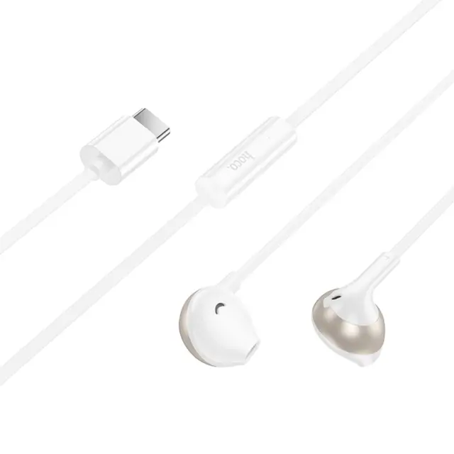Hands Free Hoco M115 Sagacious USB-C Universal Earphones Hi-Fi Stereo με Μικρόφωνο Λευκά 1.2m Συμβατά με Όλες τις USB-C Συσκευές