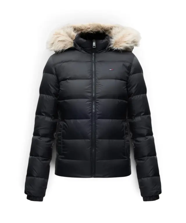 Tommy Hilfiger - Γυναικείο Μπουφάν Πουπουλένιο Basic Hooded Down Slim Fit DW0DW18312-BDS Μαύρο