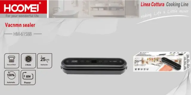 Hoomei Συσκευή Vacuum με Μέγιστο Μήκος Σφραγίσματος 250mm Μαύρη HM-6158B 2