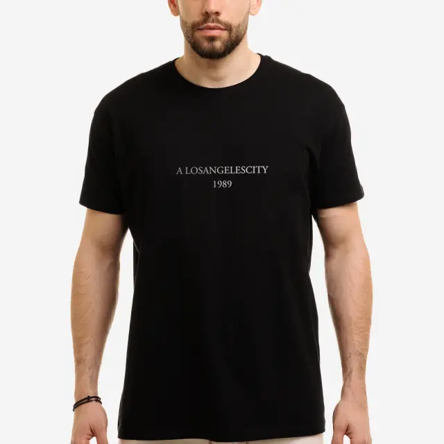 T-shirt Noshame® Μαύρο με τύπωμα Los Angeles - 132522 - XXL