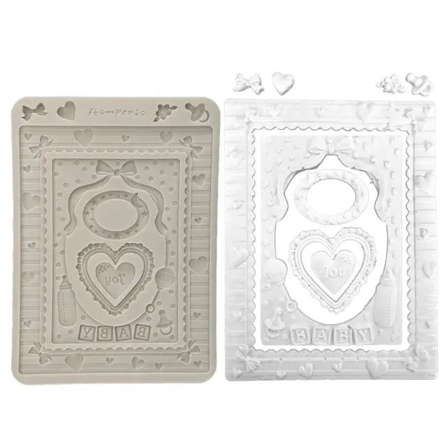 Καλούπι σιλικόνης A5, 15×21cm, Stamperia, Baby, Κορνίζες και καρδιά