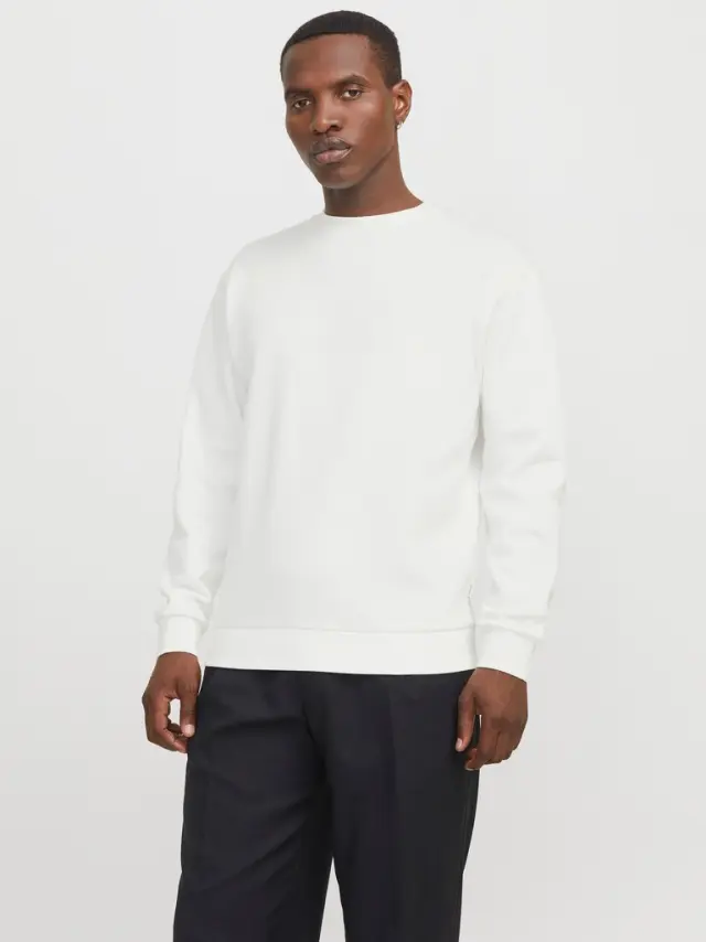 JJEBRADLEY SWEAT CREW NOOS - Cloud Dancer