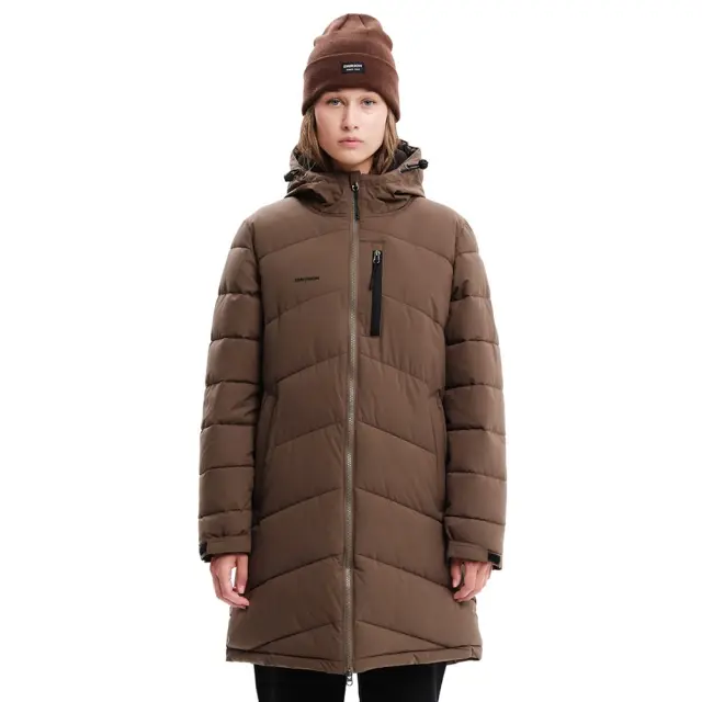 Emerson Hooded Long Puffer Jacket (232.EW10.44-CAMEL) - Καφέ