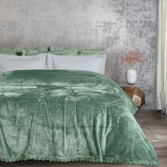 Κουβέρτα 160x220 Μονή 330gsm Das Home 1184 Dark Mint 100% Πολυέστερ