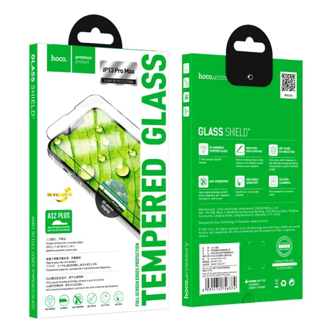 Tempered Glass Hoco A12 Plus Nano 3D Full Screen Edges Protection 9H για για Apple iPhone 13 Pro Max/ iPhone 14 Plus 2
