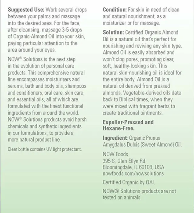 Now Foods Sweet Almond Oil, Organic 2