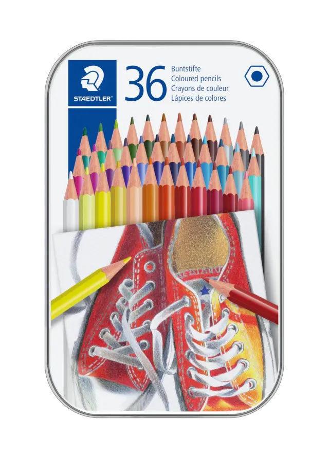Staedtler - Coloured pencil hexagonal in metal boks 36 pc 175 M36 - Toys