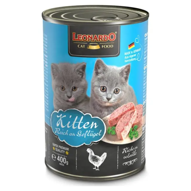 Leonardo Kitten Super Premium Κονσέρβα Γάτας με Πατέ Πουλερικών & Λάδι Σολομού 400gr