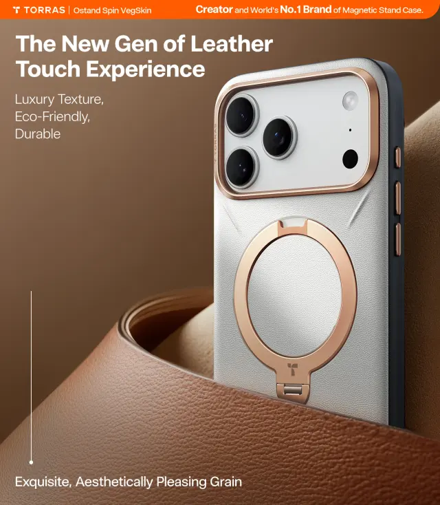 Torras Ostand Q3 Vegskin, pearl gray - iPhone 17 Pro Max 3