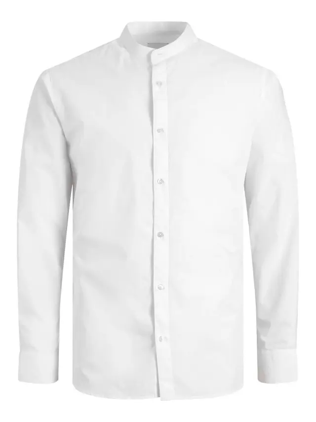 JJJOE SHIRT LS PLAIN MAO White