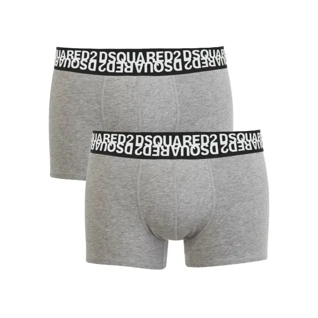 DSQUARED Ανδρικό Εσώρουχο Boxer Mirrored Logo - Διπλό Πακέτο, Χρώμα Γκρι - M