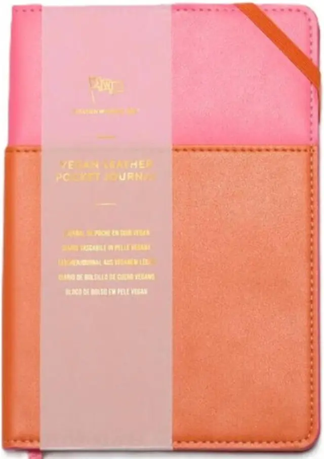 Σημειωματάριο με Θήκη Vegan Leather Pocket Journal Pink & Chilli (Designworks)
