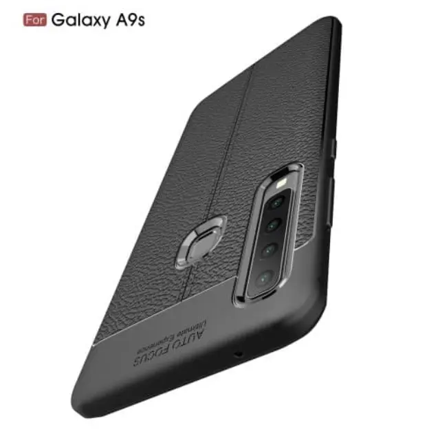 OEM Carbon Θήκη Leather Like Κάλυμμα Πλάτης για Samsung Galaxy A9 2018 Μαύρο 2