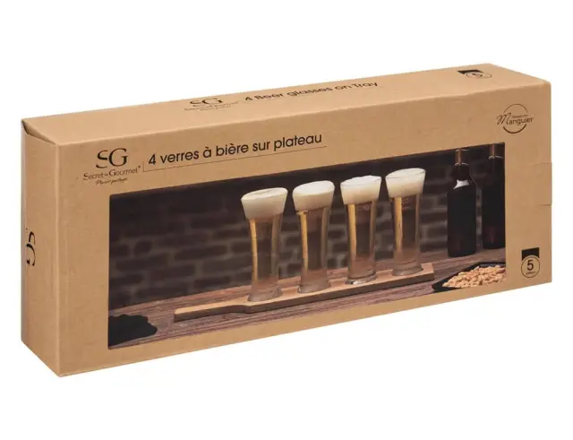 Σετ Ποτήρια Μπύρας & Ξύλινη Βάση Victor Secret de Gourmet με χωρητικότητα 270ml - 5 τεμάχια 188928 3