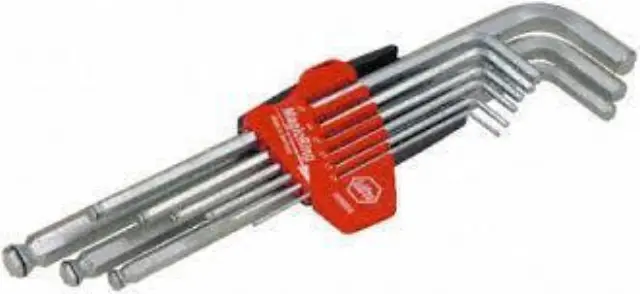 Hexagonal Ball-End L-Shaped Key Set ProStar in Holder Matt Chrome-Plated 9-Piece