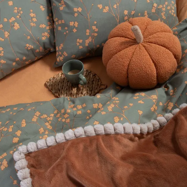 ΣΕΤ ΣΕΝΤΟΝΙΑ ΒΑΜΒΑΚΕΡΑ ΥΠΕΡΔΙΠΛΑ FLORIVA 240Χ270 NEF-NEF HOMEWARE, 100% ΒΑΜΒΑΚΙ - GREEN (039699) 3