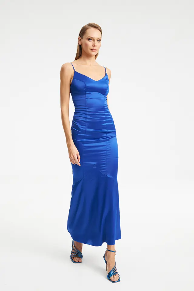 Satin Maxi Φόρεμα με Τιράντες & Mermaid BLONA DRESS - XS 2