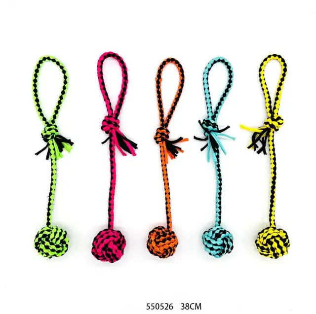 Παιχνίδι σκύλου σχοινί με μπάλα - 38cm - 12pcs - 550526 2